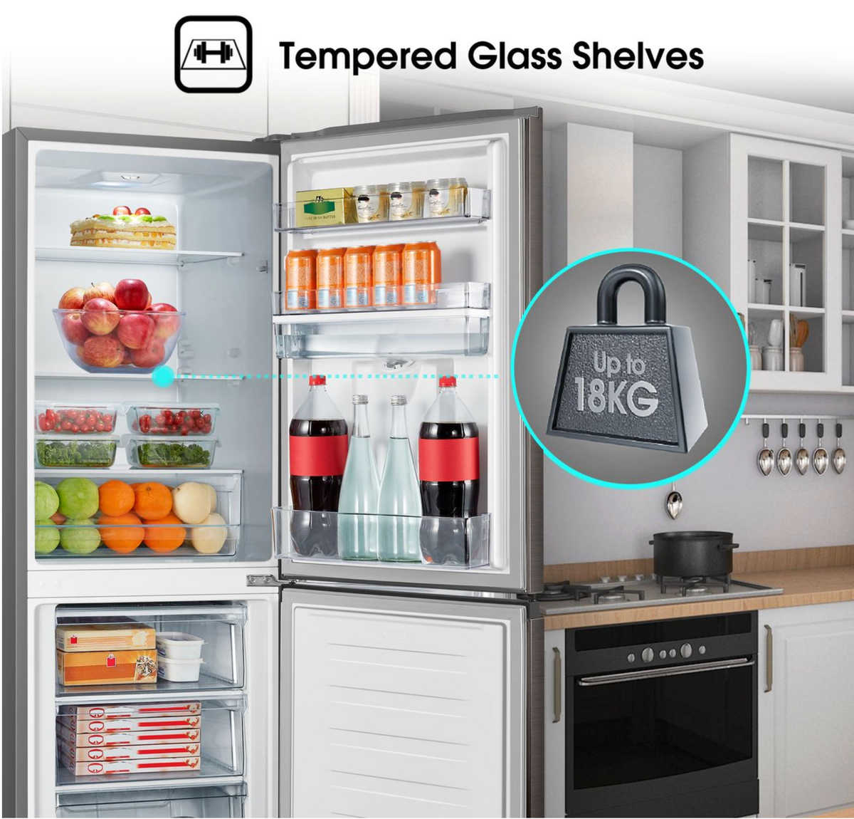 Hisense 263L Bottom Freezer Fridge with Water Dispenser-Titanium Inox