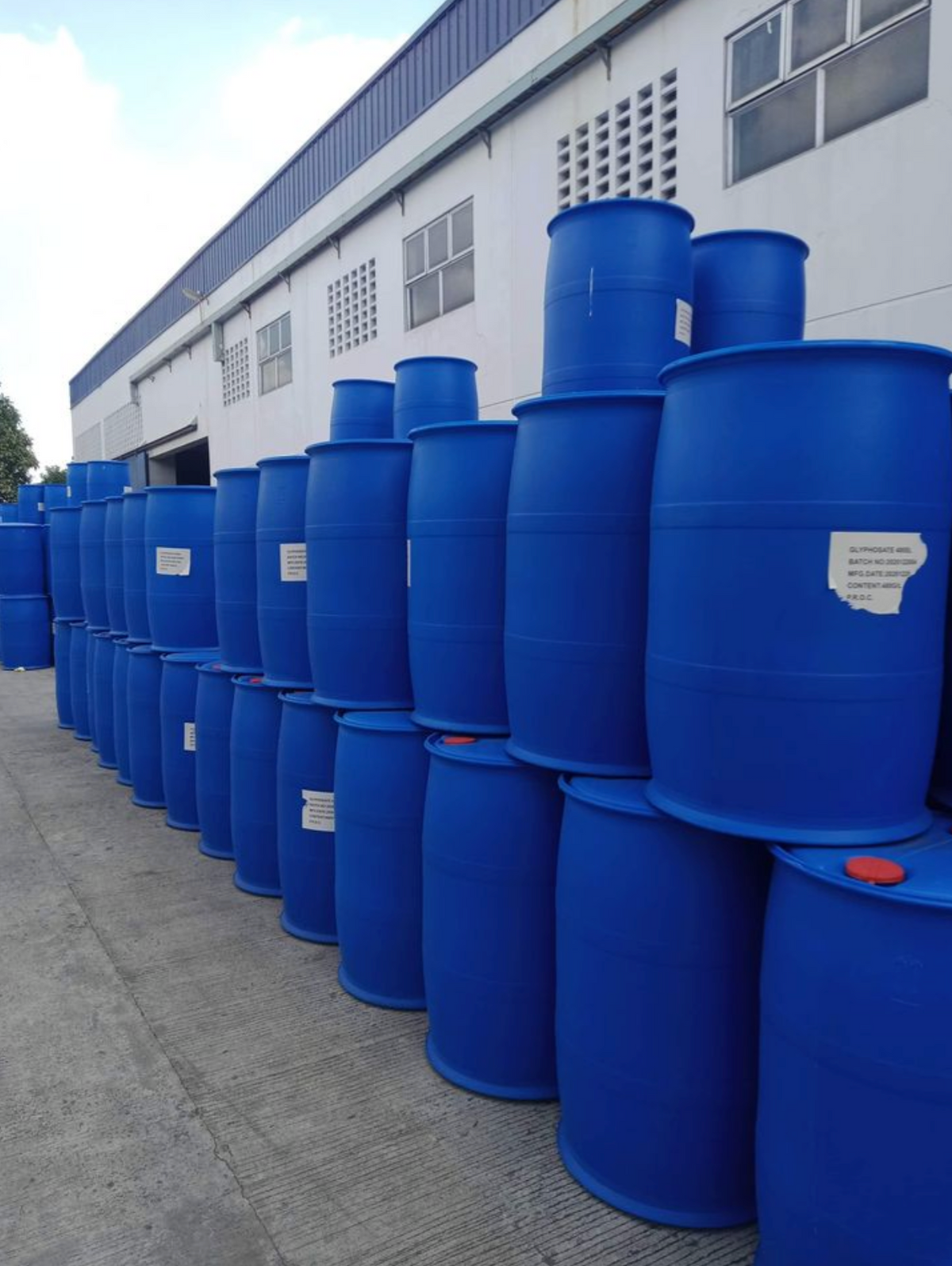 Used 210 Litre Close Top Blue Plastic Drum