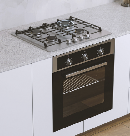 60cm Combi 6 Function Electric Oven Set With 4 Burner Stainless Steel Gas Hob