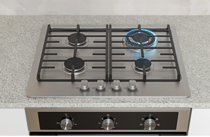 60cm Combi 6 Function Electric Oven Set With 4 Burner Stainless Steel Gas Hob