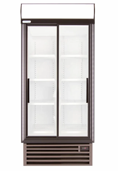 STAYCOLD Small Double Sliding Door Upright Display Fridge
