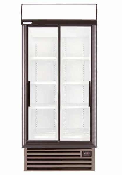 STAYCOLD Small Double Sliding Door Upright Display Fridge